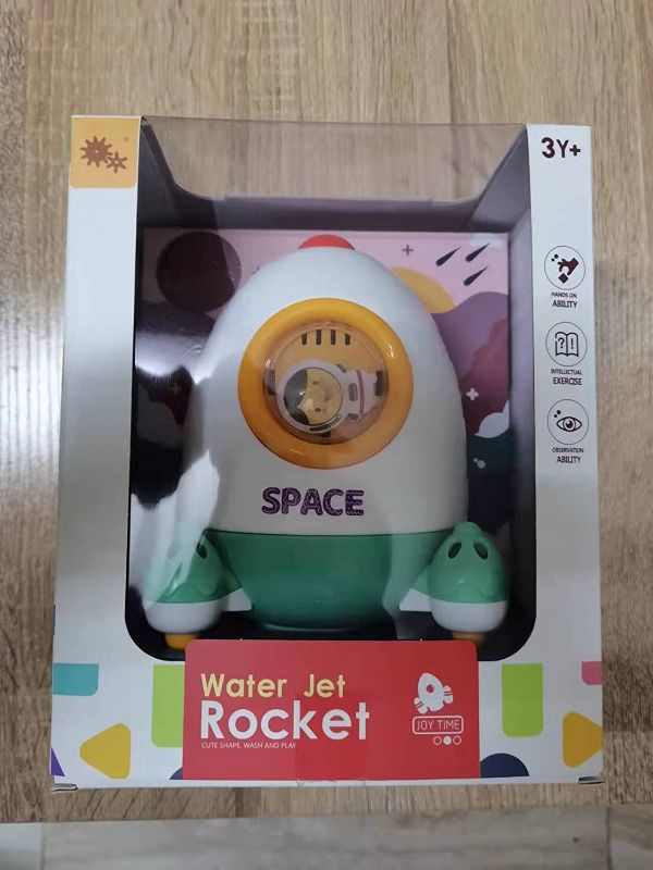 Photo 4 of Baby Bath Toy, Space Rocket Shape Bathtub Toy for Kids Toddlers Infants, Water Shower Bath Spray Baby Bathtub Bath Toy
