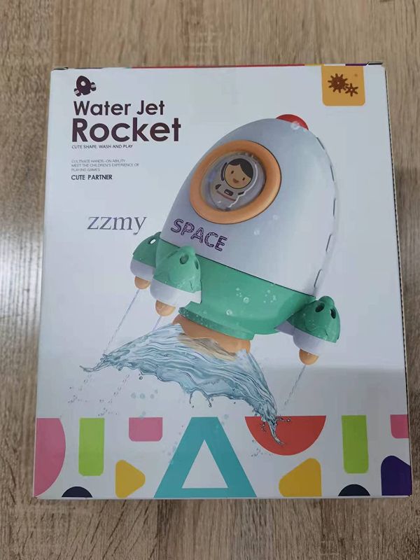 Photo 3 of Baby Bath Toy, Space Rocket Shape Bathtub Toy for Kids Toddlers Infants, Water Shower Bath Spray Baby Bathtub Bath Toy
