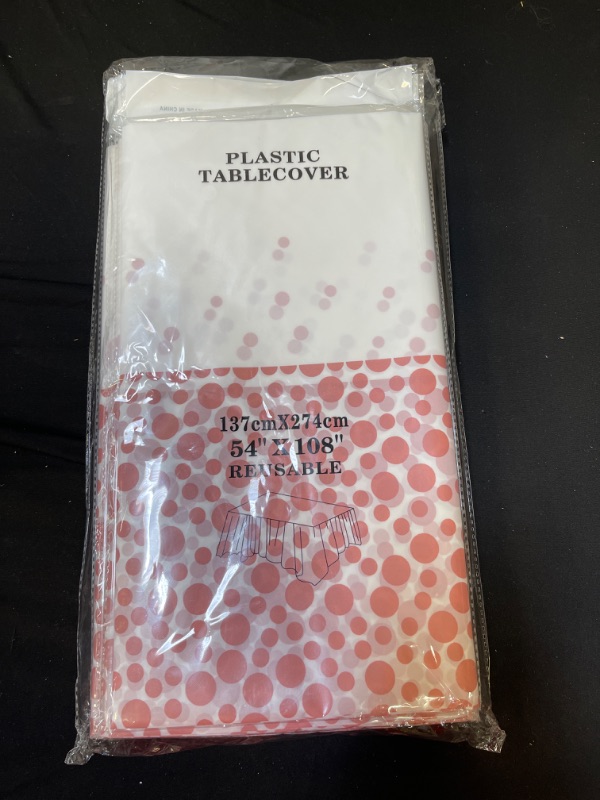 Photo 1 of 4 Pack - Plastic Tablecloths for Rectangle Tables,- Rose Gold Dot Confetti Party Table Cloths Disposable,Rectangular Table Covers, for Parties Thanksgiving Christmas Wedding, Anniversary,- 54" x 108"
