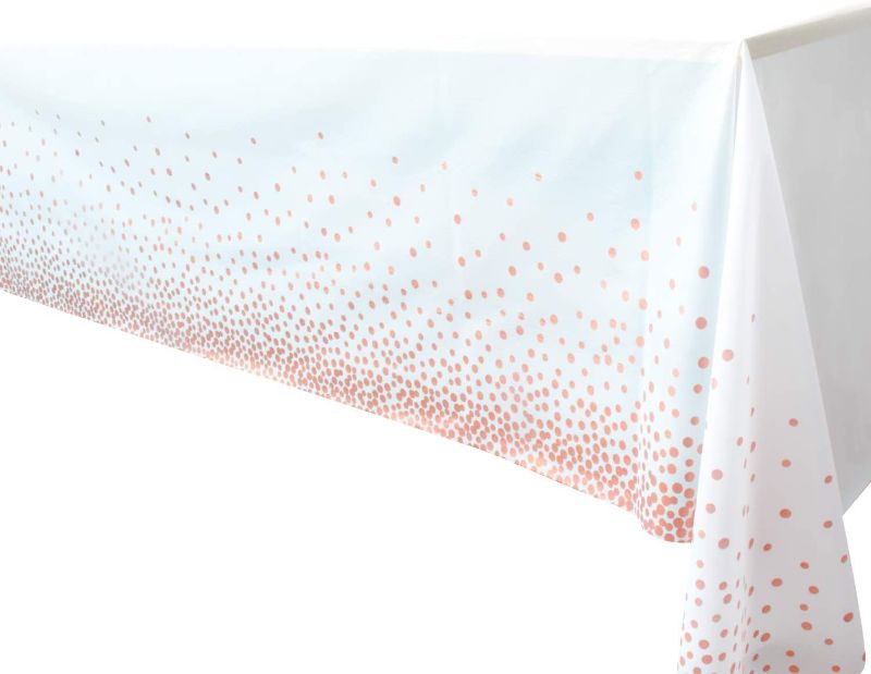 Photo 1 of 4 Pack - Plastic Tablecloths for Rectangle Tables,- Rose Gold Dot Confetti Party Table Cloths Disposable,Rectangular Table Covers, for Parties Thanksgiving Christmas Wedding, Anniversary,- 54" x 108"

