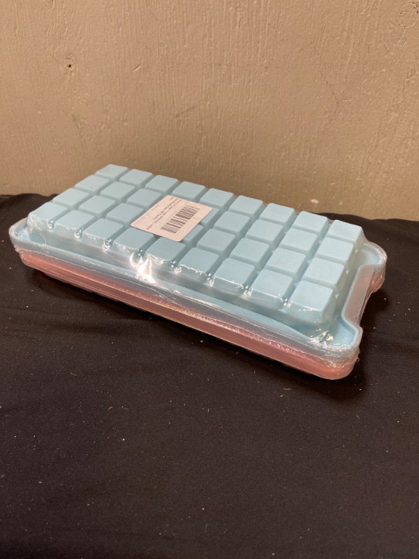 Photo 2 of 2 Pcs Ice Cube Trays, Silicone Ice Cube Molds with Lid, Easy Release, for Chilled Drinks, Whiskey, Cocktail, Food, Reusable, BPA Free, Soft Mold Dishwasher Safe,Blue&Pink (36 Cavity)
