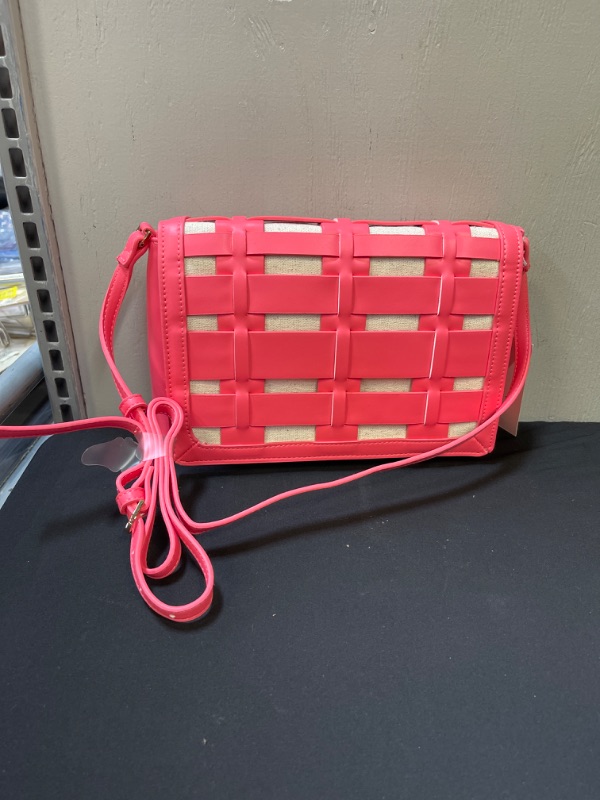 Photo 2 of Basket Weave Woven Crossbody Bag - A New Day Coral Pink
