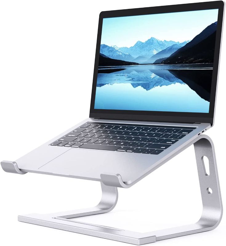 Photo 1 of Laptop Stand for Desk, Adjustable Computer Stand,Detachable Laptop Riser, Ergonomic Laptop Holder Compatible with MacBook Air Pro, Dell XPS, More 10-15.6 Inch Laptops Work from Home-Sliver
