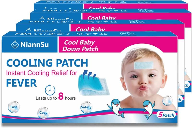 Photo 1 of [20-Count] Kid Fever Patch for Kids Fever Discomfort, Migraine & Headache Cooling Patch, Cooling Relief from Fever, 5 Count (Pack of 4)
