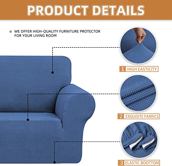 Photo 4 of Asshed Stretch Oversized Sofa Cover Slipcover,Washable Furniture Protector Spandex 1Piece Couch Cover Soft with Elastic Bottom for Kids,Pets. Jacquard Fabric Small Checks(Riverside, X-Large)
