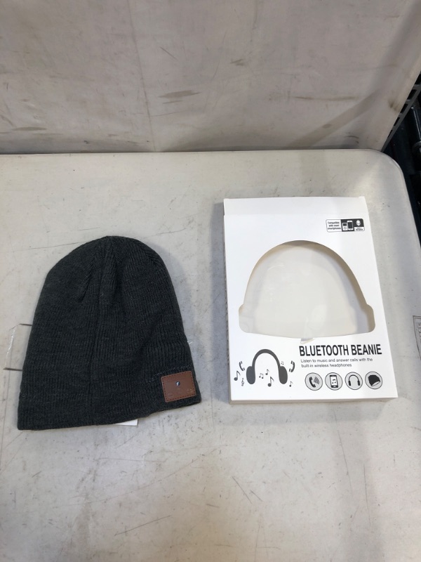 Photo 2 of beanie Bluetooth, Bluetooth V5.0 Wireless Knitted Winter hat, Built-in Microphone and high-Definition Stereo Speakers? Charcoal
