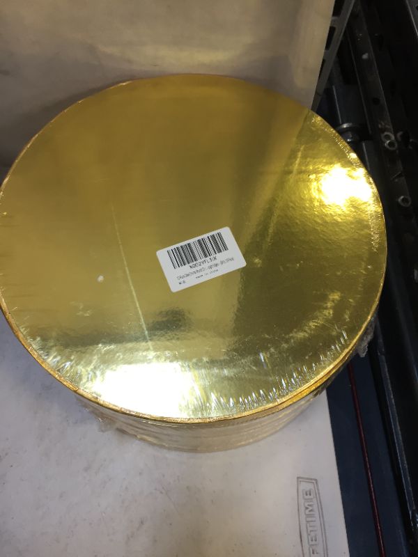 Photo 1 of 10-PACK 10 inch Gold Cake Boards Cake Drums, Sturdy Round Cakeboard Plate Drum for Birthday Cake Greaseproof Foil Professional Smooth Circle Display Base,1/2 inch Thick,Pack of 10
