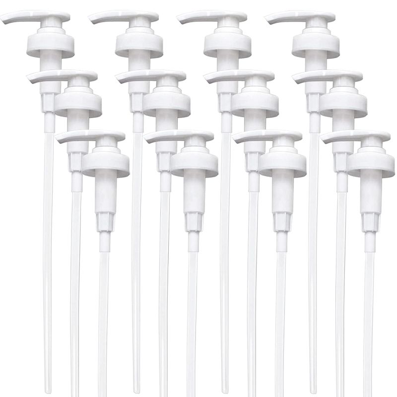 Photo 1 of WYOMER 12 Pack Plastic Pump Dispensers, 38/400 Pump Lid Top Replacement for Sanitizer, Lotion, Shampoo, Conditioner, Fits Conventional 1 Gallon Jugs and Containers
