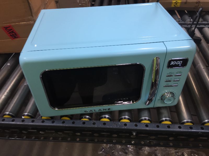 Photo 5 of 1.1 cu. ft. Retro Countertop Microwave in Blue