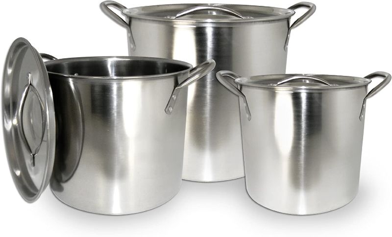Photo 1 of Excelsteel - Conjunto de 3 ollas de acero inoxidable con tapa
