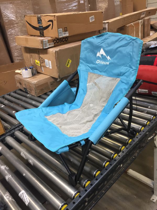 Photo 2 of 1--Oileus Low Beach Chair for Beach Tent & Shelter & Camping | Outdoor Ultralight Backpacking Folding Recliner Chairs with Cup Holder & Storage Bag, Carry Bag, Breeze Mesh Back, Compact Duty 