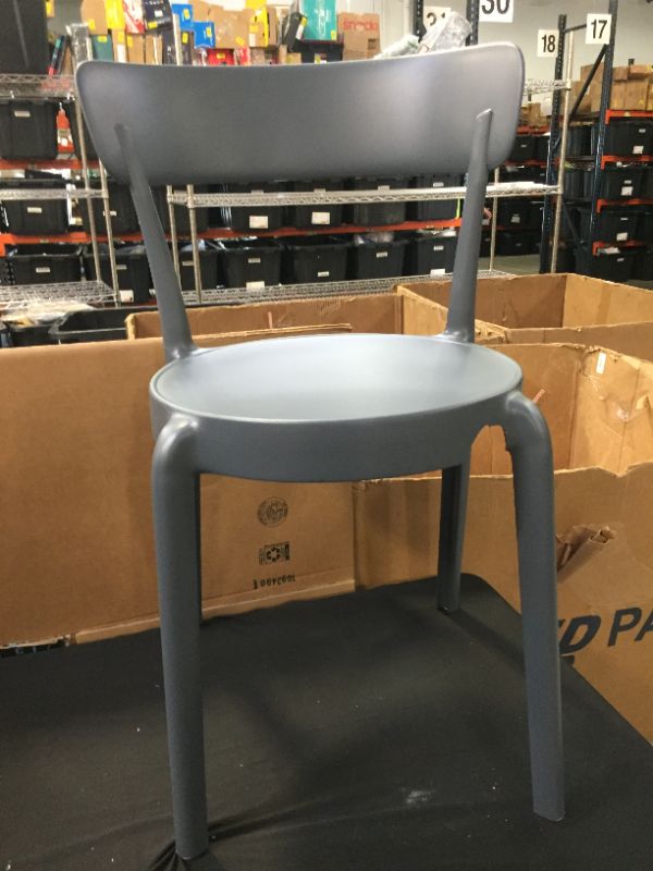 Photo 3 of Amazon Basics dark grey , Armless Bistro Dining Chair-Set of 2, Premium Plastic
