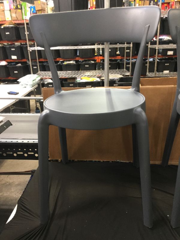 Photo 5 of Amazon Basics dark grey , Armless Bistro Dining Chair-Set of 2, Premium Plastic
