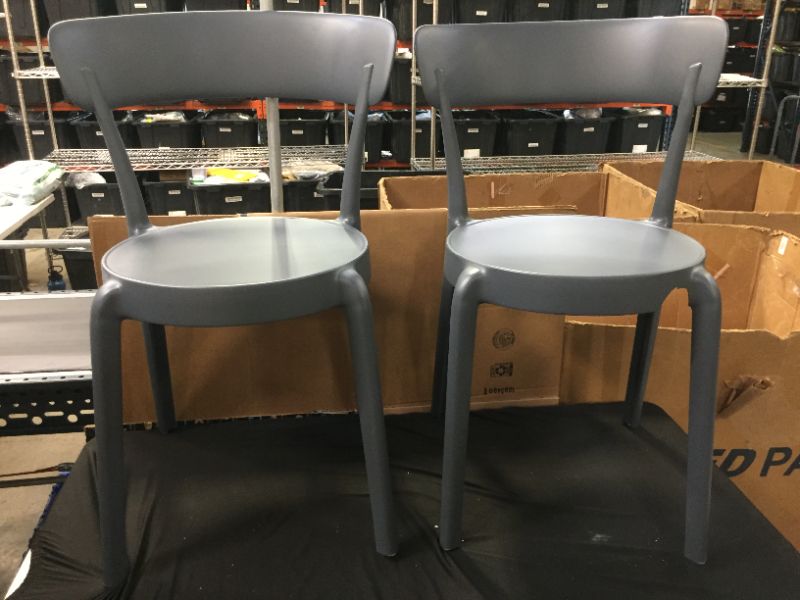 Photo 2 of Amazon Basics dark grey , Armless Bistro Dining Chair-Set of 2, Premium Plastic
