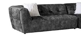 Photo 2 of Acanva Luxury Mid-Century Velvet Tufted Low Back Sofa Set L-Shape 2-Piece Living Room Couch, 113" W Right Hand Facing Sectional, Grey--------missing one piece i cropped and cut the piece that is in the box ---view pictures 
