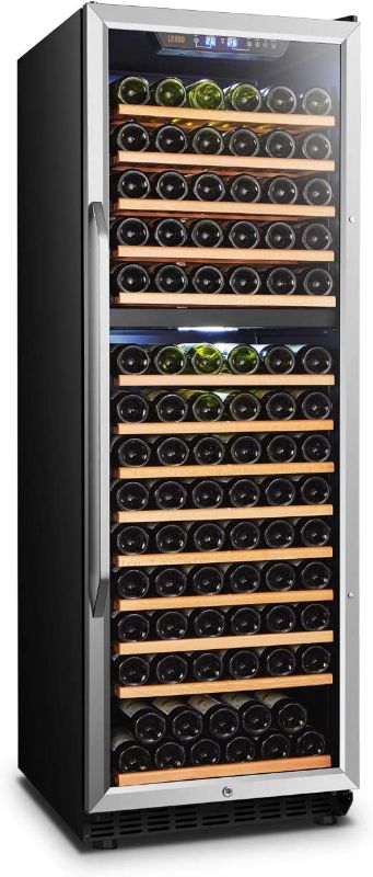 Photo 1 of Lanbo Dual Zone Compressor Red Wine Cooler with Wooden Shelves, 160 Bottles
