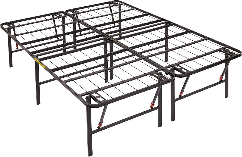 Photo 1 of Amazon Basics Foldable Metal Platform Bed Frame with Tool Free Setup, 18 Inches High, King, Black
