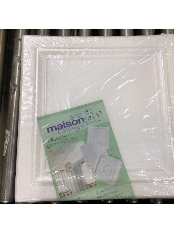 Photo 2 of A La Maison Ceilings R24 Line Art Foam Glue-up Ceiling Tile (259 sq. ft./Case), Pack of 96, Plain White

