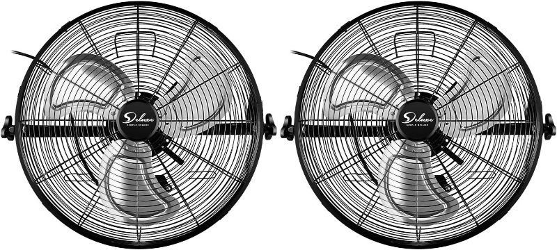 Photo 1 of Simple Deluxe 20 Inch High Velocity 3 Speed, Black Wall-Mount Fan, 2-Pack
