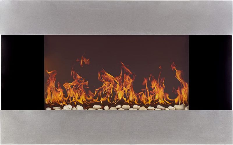 Photo 1 of Wall-Mounted Electric Fireplace - Stainless Steel Fireplace Decor for The Living Room or Bedroom with 2 Heat Settings and Remote Control by Northwest
