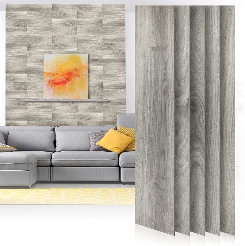 Photo 1 of Accent Wall Planks. Accent Wall in a Box. Super Strong Adhesive and Light Weight Product Make for Durable and Beautiful Accent Wall. Easy DIY Install (Hazy Gray)
