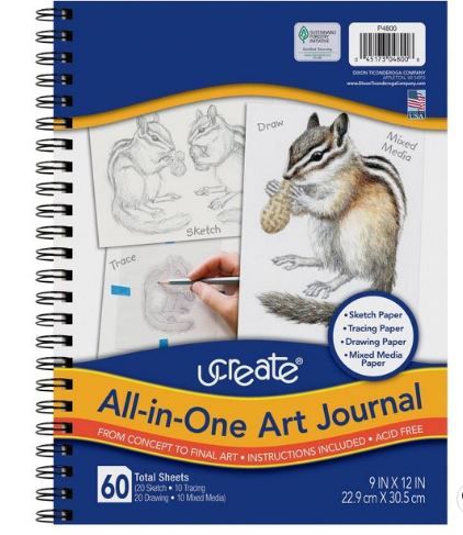 Photo 1 of 2------9"x12" All-in-One Art Spiral Journal 60 sheets - UCreate