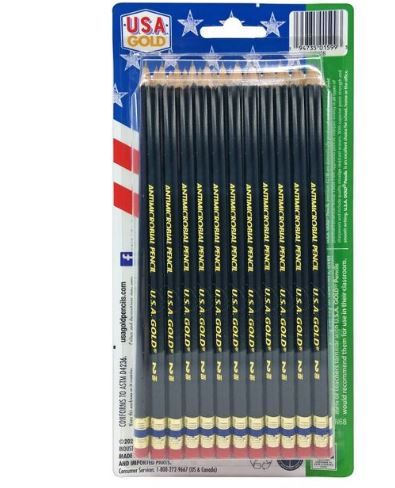 Photo 1 of 4------24ct #2 HB Antimicrobial Black Pencils 2mm Pre-sharpened Premium American Wood - U.S.A. Gold