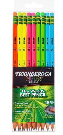 Photo 2 of VARIETY PACK--------2 18ct Pencil Neon Ticonderoga -------- 2 24ct #2 HB Antimicrobial Black Pencils 2mm Pre-sharpened Premium American Wood - U.S.A. Gold

