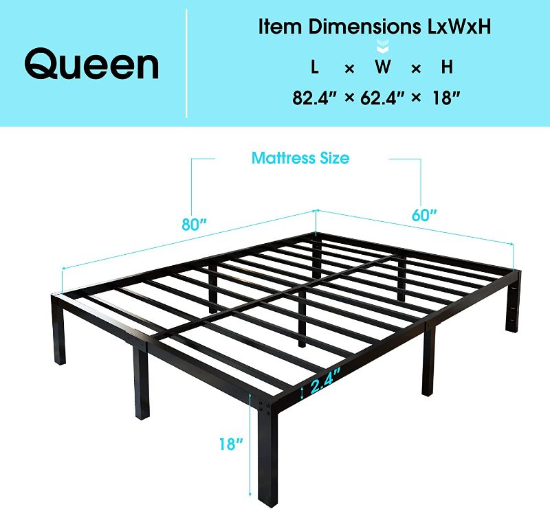 Photo 1 of 45MinST 3600lbs Heavy Duty Reinforced Platform, 18 Inch Tall Mattress Foundation, Steel Slats Support Bed Frame with Underbed Storage, Easy Assembly and Non Squeak, FULL
