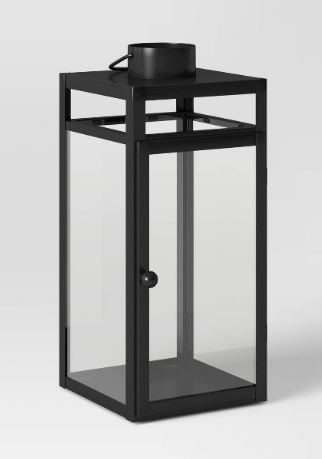 Photo 1 of 24" x 8" Decorative Metal Lantern Candle Holder Black - Threshold™

