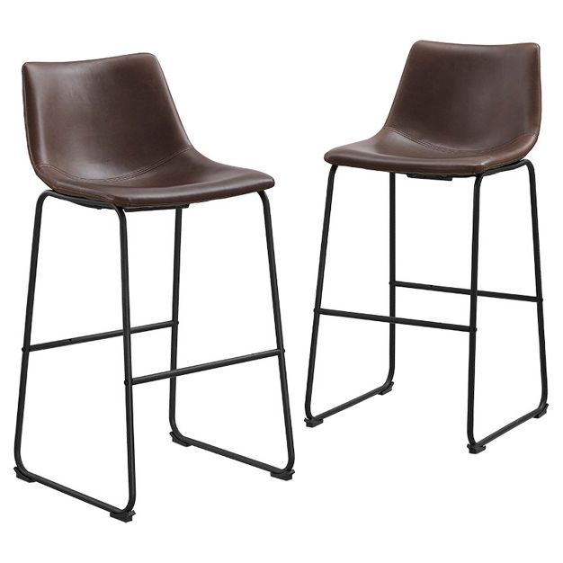 Photo 1 of Set of 2 Laslo Modern Upholstered Faux Leather Barstools - Saracina Home

