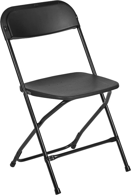 Photo 1 of Flash Furniture Hercules™ Series Plastic Folding Chair - Black - 650LB Weight Capacity Comfortable Event Chair - Lightweight Folding Chair, No Box Packaging, Minor Use, Minor Scratches and Scuffs on item. 