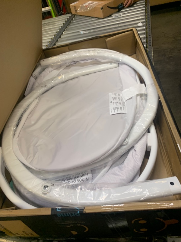 Photo 4 of Barcode for Fisher-Price Soothing Motions Bassinet, Soothe Baby to Sleep with Calming Sway Motion, Deluxe Overhead Mobile & Dual Mode Light Projection! Multi, Box Packaging Damaged, Moderate Use, Scratches and Scuffs on item, Missing Some Parts, Selling f