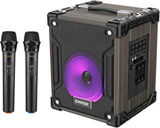 Photo 1 of EARISE M37 Wooden Box PA System with 2 Wireless Microphone for Home Party 100W, Box Packaging Damaged, Minor Use, Minor Scratches and Scuffs

