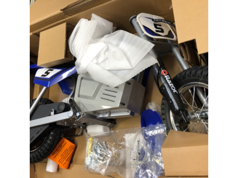 Photo 4 of *****MAJOR DAMAGE TO PACKAGING****Razor MX350 Dirt Rocket Electric Motocross Bike - Blue