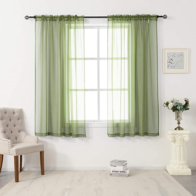 Photo 1 of 2 Panel Sheer Voile Curtains Light Filtering Curtains for Bedroom Living Room Party Room Backdrop