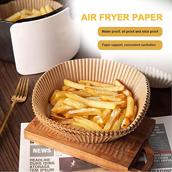 Photo 2 of 2 PACK, 70PCS EACH PACK. Air Fryer Disposable Paper Liner, Non-stick Disposable Air Fryer Liners, Baking Paper for Air Fryer Oil-proof, Water-proof, Food Grade Parchment for Baking Roasting Microwave ( 7inch)
