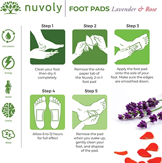 Photo 2 of Nuvoly Foot Pads, All Natural and Organic Formula, Upgraded 2 in 1 Patches (1 Pack Lavender & Rose (90 Foot Pads))
