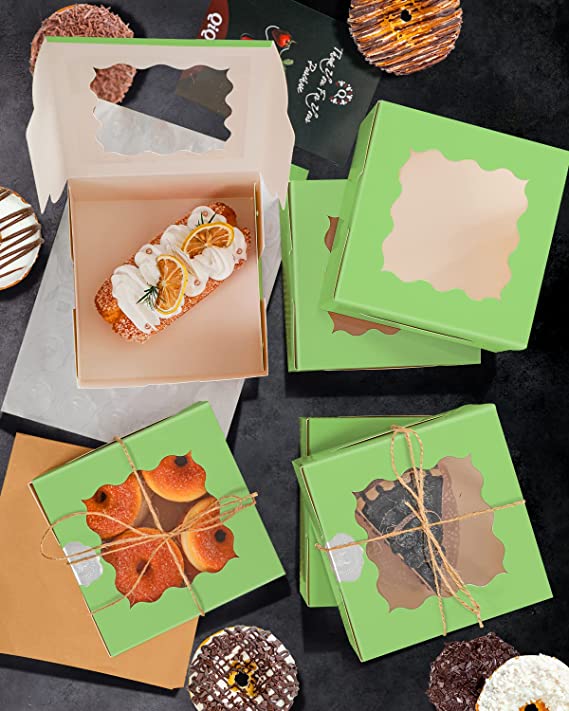 Photo 1 of Avocado Green Cookie Boxes with Window 36PC 6x6x3 Bakery Box Pastry Box for Wedding Favor Birthday ? Party qiqee
