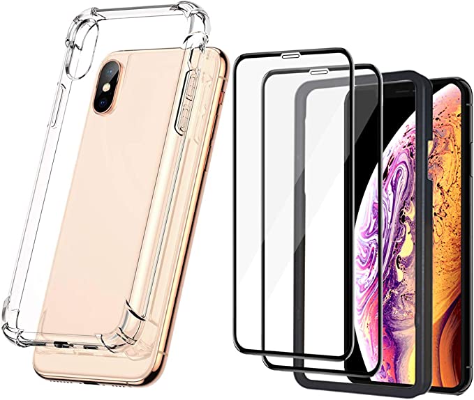 Photo 1 of Clear Bumper Case and (2) Asahi Glass Full Screen Protectors - Trevno True Series for iPhone Xs Max
