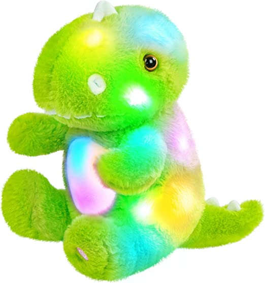 Photo 1 of Athoinsu 11'' Light up Dinosaur Stuffed Animal Cute T-Rex Soft Plush Toy with Colorful LED Night Light Glow in Dark Valentine's Day Birthday Christmas Children's Day Gifts for Toddlers Kids
