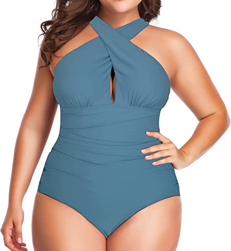 Photo 1 of (XL )W YOU DI AN Women's Swimsuits One Piece Tummy Control Front Cross Backless Swimsuit Bathing Suit