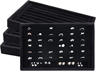 Photo 1 of Foraineam 4 Pack Velvet 7 Slots Ring Earrings Showcase Trays Holder Drawer Insert Jewelry Display Organizer