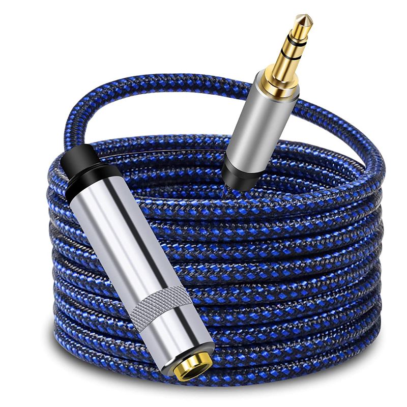 Photo 1 of 1/4 to 3.5mm Headphone Adapter Cable, TanGuYu TRS 6.35mm Female to 3.5mm Male 1/8 to 1/4 Stereo Audio Adapter for Amplifiers, Guitar, Piano, Home Theater Devices to Phone, Laptop, Headphones (10Ft)
