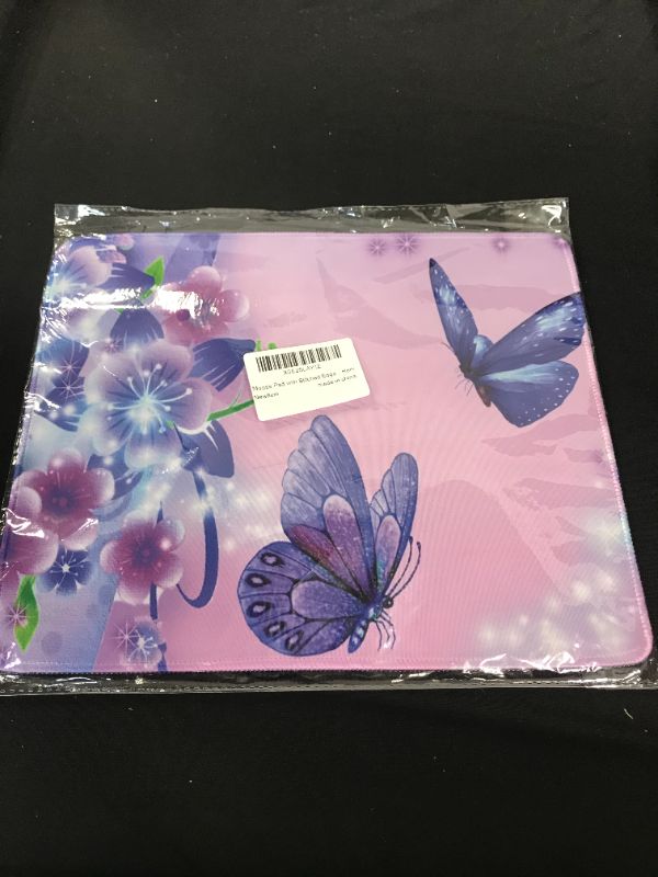 Photo 2 of MOUSE PAD WITH STITCHED EDGE PURPLE BUTTERFLY 