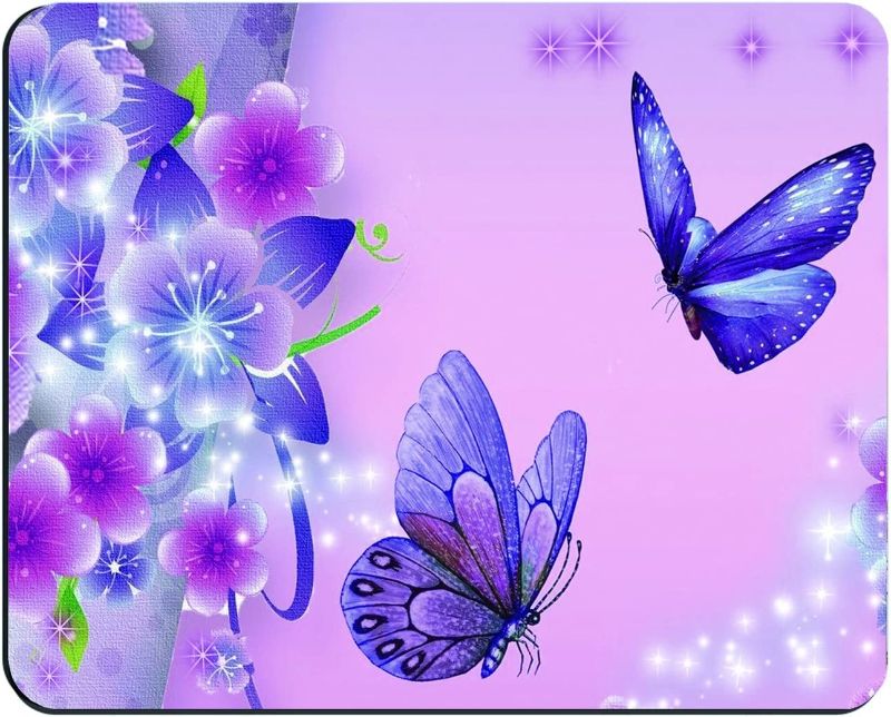 Photo 1 of MOUSE PAD WITH STITCHED EDGE PURPLE BUTTERFLY 