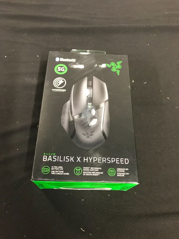 Photo 2 of Razer Basilisk X Hyperspeed Wireless Gaming Mouse: Bluetooth & Wireless Compatible - 16K DPI Optical Sensor - 6 Programmable Buttons - 450 Hr Battery - Classic Black --FACTORY SEALED ---
