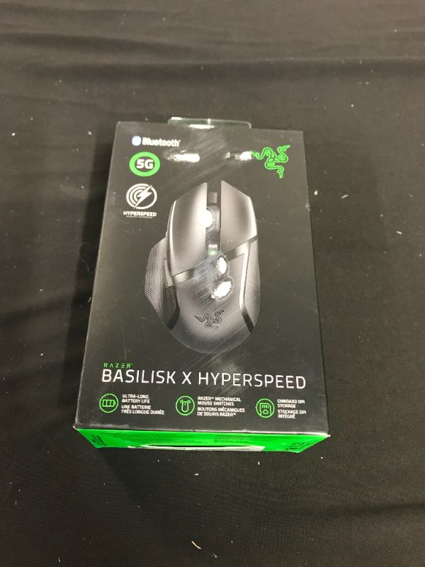Photo 1 of Razer Basilisk X Hyperspeed Wireless Gaming Mouse: Bluetooth & Wireless Compatible - 16K DPI Optical Sensor - 6 Programmable Buttons - 450 Hr Battery - Classic Black --FACTORY SEALED ---