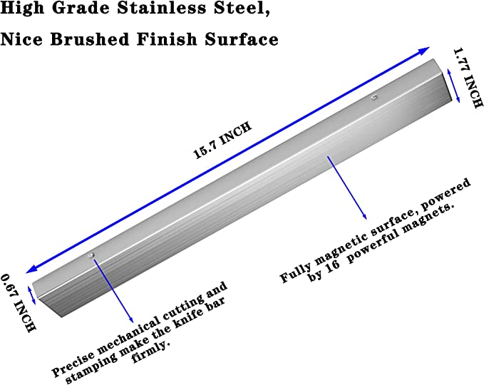 Photo 1 of ALPHYSE Magnetic Knife Strip, Adhesive 16 Inch Stainless Steel Magnetic Knife Holder for Wall, Magnetic Knife Block, No Drill Magnetic Knife Bar, Kitchen Storage Magnetic Knife Rack, Brushed Finish