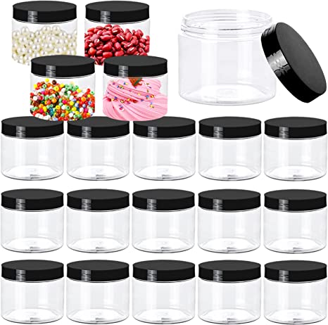 Photo 1 of 20 PCS 2 oz Clear Plastic Round Slime Containers,Plastic Storage Jars,Empty Sample Containers for Lotions, Sugar Scrub, Body Butters, Slime, Beauty Products & Samples